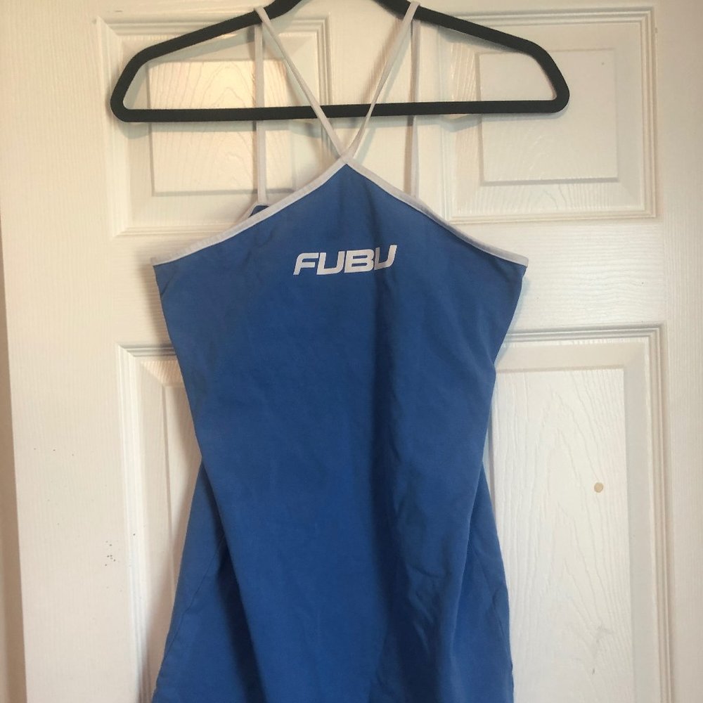 FUBU Forever 21- Blue Spaghetti Strap Mini Body Con Dress